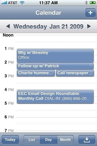iphone calendar screenshot