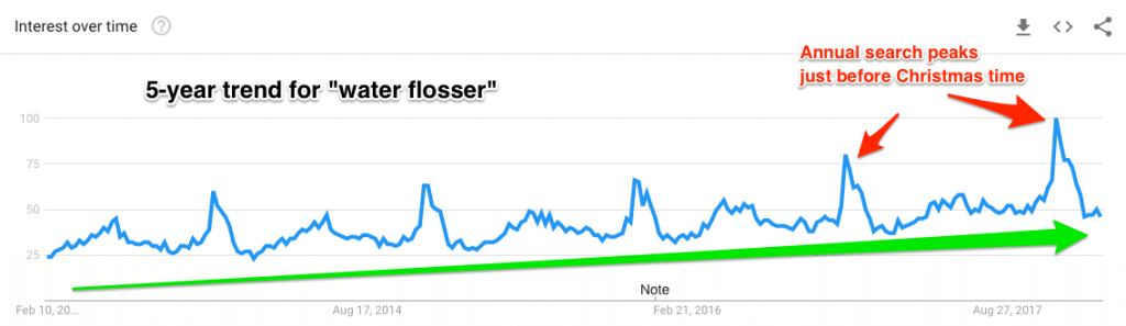 water flosser search trend